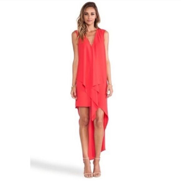 BCBCMaxAzria Tara Dress - Multicolor Abstract Tie Dye - Asymmetrical Maxi Dress - Picture 10 of 15